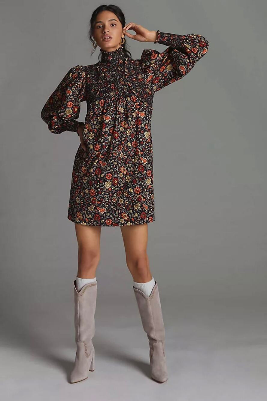 Anthropologie Plenty by Tracy Reese Smocked Floral Mini Dress Size Small